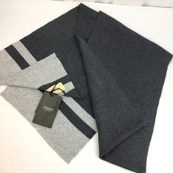 Bonnenult Fashion Mens Cashmere Wool Blend Black & Grey Scarf
